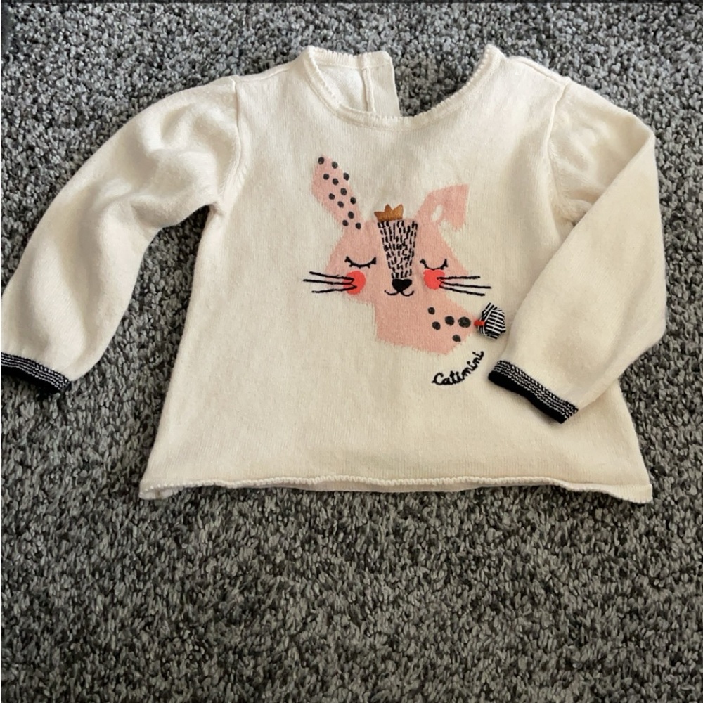 Catimini Cream and Pink Kids Sweater